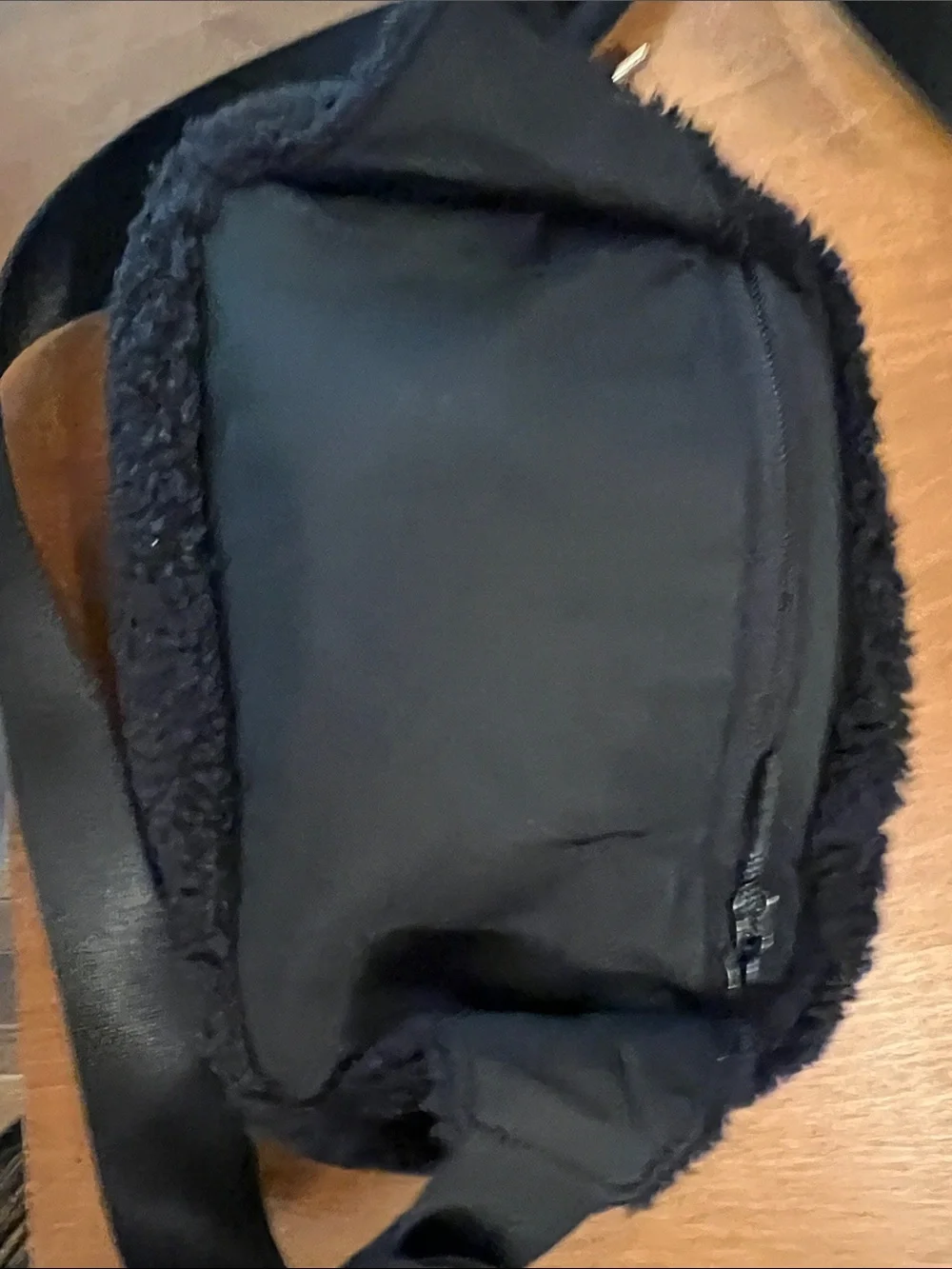 Lululemon Black Sherpa Fleece Belt Bag Gold Hardware 2L EUC